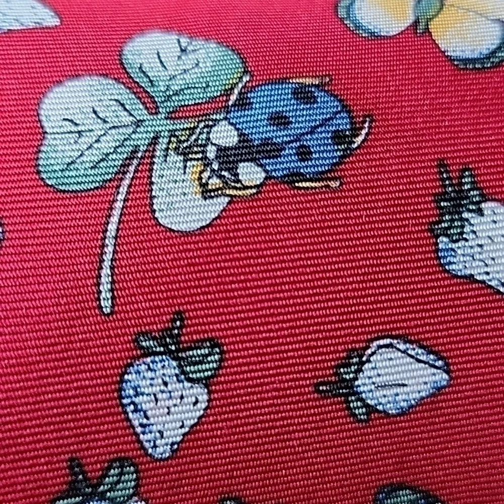 Leidenfalter 100% Silk Repp Berry Lady Bug Clover Blue Red Unisex Necktie Vintag